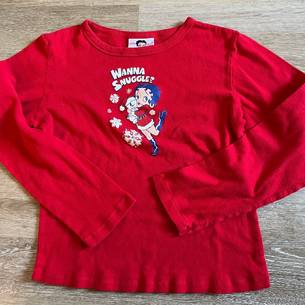 Vintage Betty Boop red “wanna single” long sleeve shirt